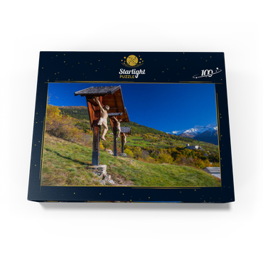 Churburg against Stilfser Joch National Park, Schluderns, Vinschgau, Trentino-South Tyrol, Italy 100 Jigsaw Puzzle box view1