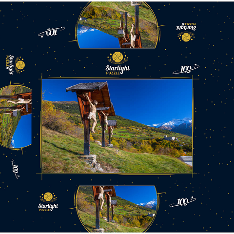 Churburg against Stilfser Joch National Park, Schluderns, Vinschgau, Trentino-South Tyrol, Italy 100 Jigsaw Puzzle box 3D Modell