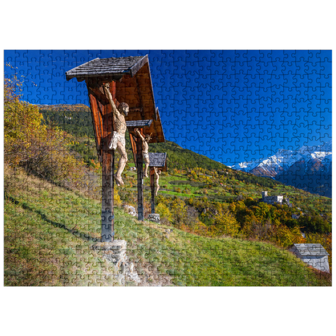 puzzleplate Churburg against Stilfser Joch National Park, Schluderns, Vinschgau, Trentino-South Tyrol, Italy 500 Jigsaw Puzzle