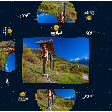 Churburg against Stilfser Joch National Park, Schluderns, Vinschgau, Trentino-South Tyrol, Italy 500 Jigsaw Puzzle box 3D Modell
