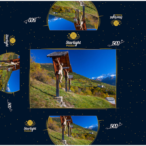 Churburg against Stilfser Joch National Park, Schluderns, Vinschgau, Trentino-South Tyrol, Italy 500 Jigsaw Puzzle box 3D Modell