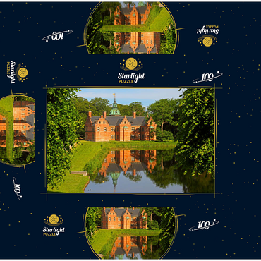 Castle pavilion in the park of Frederiksborg moated castle, Hilleröd, Zealand, Denmark 100 Jigsaw Puzzle box 3D Modell