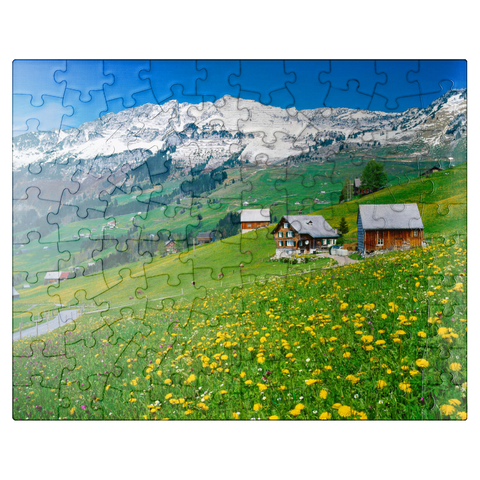 puzzleplate Farms against Mattstock (1936m), Amden, Canton St. Gallen, Switzerland 100 Jigsaw Puzzle