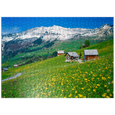 puzzleplate Farms against Mattstock (1936m), Amden, Canton St. Gallen, Switzerland 500 Jigsaw Puzzle