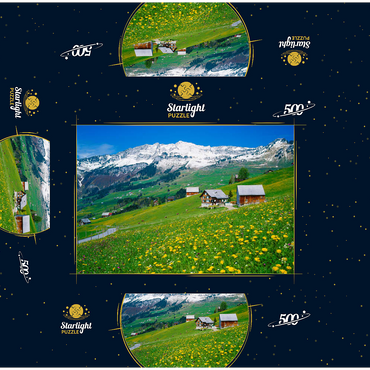 Farms against Mattstock (1936m), Amden, Canton St. Gallen, Switzerland 500 Jigsaw Puzzle box 3D Modell