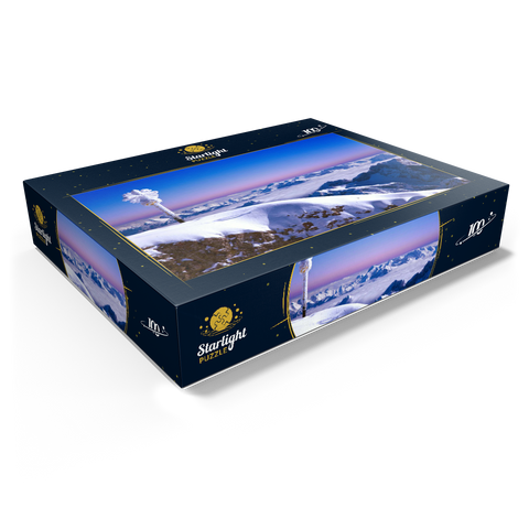 Zugspitze summit cross against Bavarian and Austrian Alps, Upper Bavaria, Bavaria, Germany 100 Jigsaw Puzzle box view1