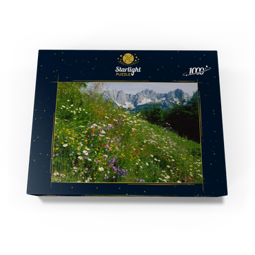 Flower meadow with view to Wilder Kaiser, Tyrol, Austria 1000 Jigsaw Puzzle box view1