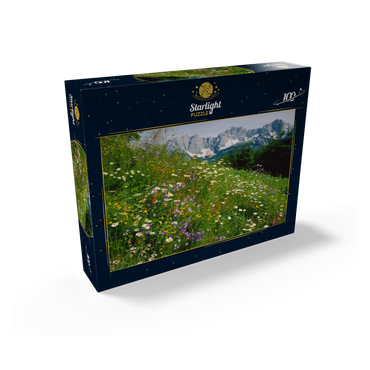 Flower meadow with view to Wilder Kaiser, Tyrol, Austria 100 Jigsaw Puzzle box view1