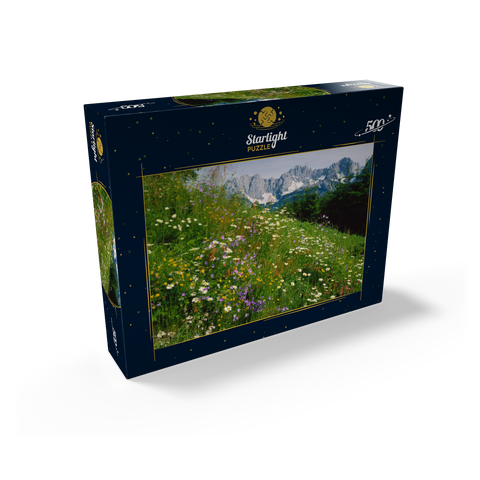 Flower meadow with view to Wilder Kaiser, Tyrol, Austria 500 Jigsaw Puzzle box view1