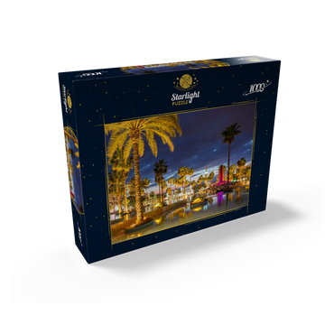 Fountain with palm trees in the evening, Aqaba, Gulf of Aqaba, Jordan 1000 Jigsaw Puzzle box view1