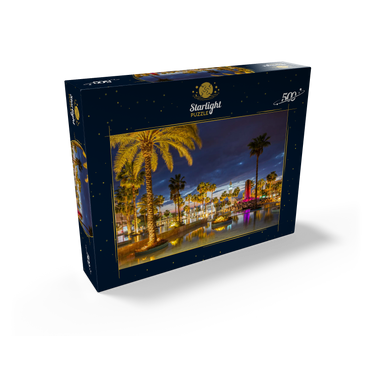 Fountain with palm trees in the evening, Aqaba, Gulf of Aqaba, Jordan 500 Jigsaw Puzzle box view1