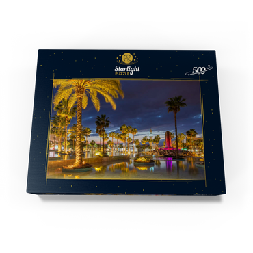 Fountain with palm trees in the evening, Aqaba, Gulf of Aqaba, Jordan 500 Jigsaw Puzzle box view1