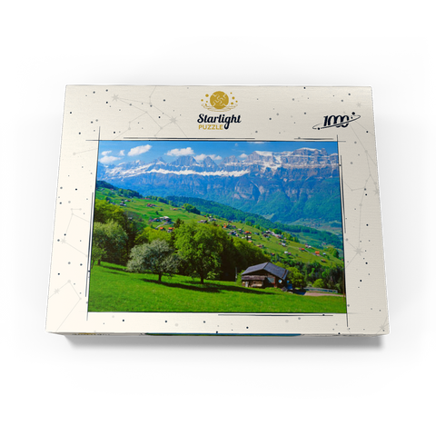 Flumserberg with view to the Churfirsten (2306m), Canton St. Gallen, Switzerland 1000 Jigsaw Puzzle box view1