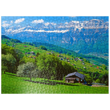 puzzleplate Flumserberg with view to the Churfirsten (2306m), Canton St. Gallen, Switzerland 500 Jigsaw Puzzle