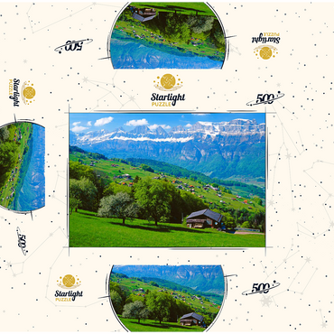 Flumserberg with view to the Churfirsten (2306m), Canton St. Gallen, Switzerland 500 Jigsaw Puzzle box 3D Modell