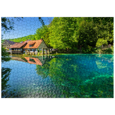 puzzleplate Mill at the Blautopf, a karst spring in Blaubeuren, Alb-Donau district 500 Jigsaw Puzzle