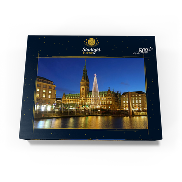 Small Alster with Christmas tree and city hall, Hamburg, Germany 500 Jigsaw Puzzle box view1