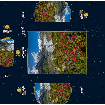 Alpine rose blossom, Great Aletsch Glacier against Wannenhorn (3906m) 1000 Jigsaw Puzzle box 3D Modell