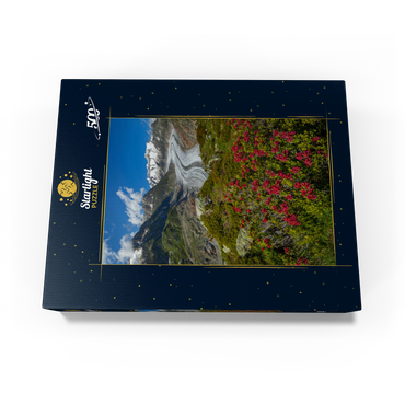 Alpine rose blossom, Great Aletsch Glacier against Wannenhorn (3906m) 500 Jigsaw Puzzle box view1
