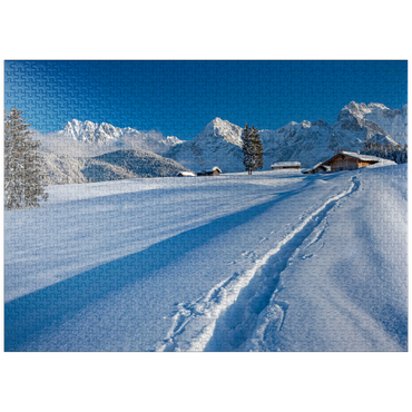 puzzleplate Hump meadows near Mittenwald against Wörner (2474m) and Karwendel mountains 1000 Jigsaw Puzzle