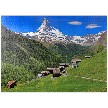puzzleplate Hamlet Findeln against Matterhorn (4478m), Zermatt, Canton Valais, Switzerland 1000 Jigsaw Puzzle