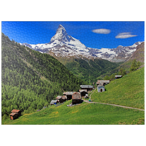 puzzleplate Hamlet Findeln against Matterhorn (4478m), Zermatt, Canton Valais, Switzerland 1000 Jigsaw Puzzle