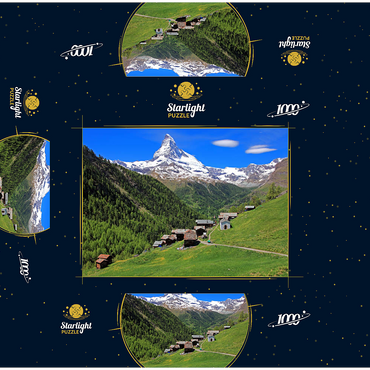 Hamlet Findeln against Matterhorn (4478m), Zermatt, Canton Valais, Switzerland 1000 Jigsaw Puzzle box 3D Modell