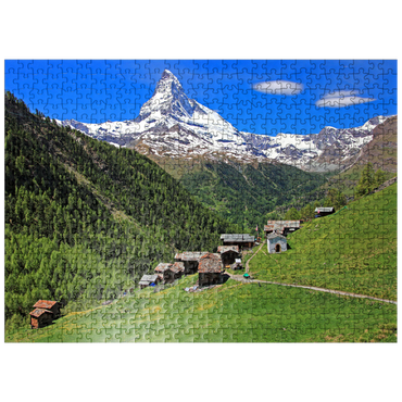puzzleplate Hamlet Findeln against Matterhorn (4478m), Zermatt, Canton Valais, Switzerland 500 Jigsaw Puzzle