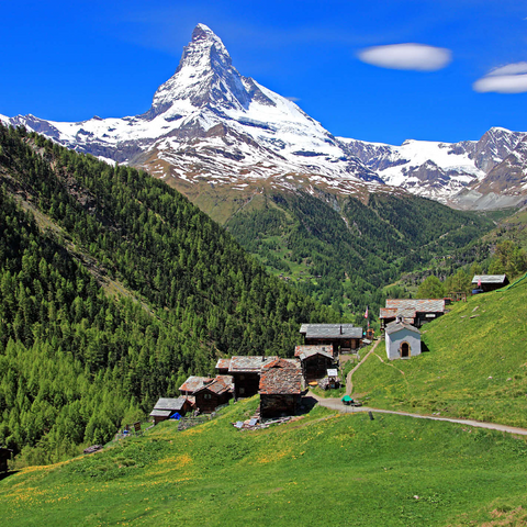 Hamlet Findeln against Matterhorn (4478m), Zermatt, Canton Valais, Switzerland 500 Jigsaw Puzzle 3D Modell