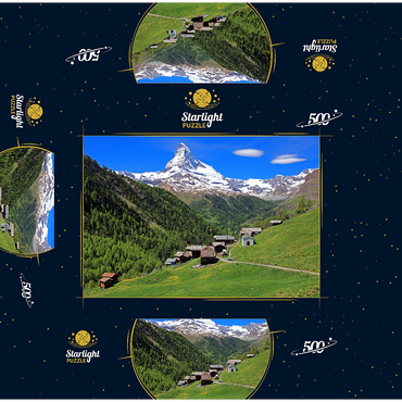 Hamlet Findeln against Matterhorn (4478m), Zermatt, Canton Valais, Switzerland 500 Jigsaw Puzzle box 3D Modell