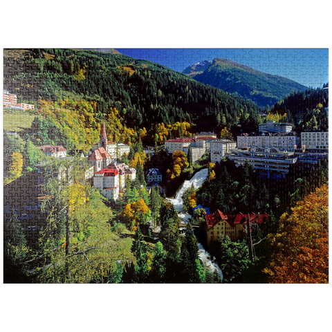 puzzleplate Gastein waterfall in Bad Gastein, Pongau, Salzburger Land, Austria 1000 Jigsaw Puzzle