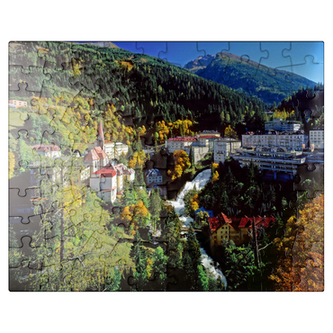 puzzleplate Gastein waterfall in Bad Gastein, Pongau, Salzburger Land, Austria 100 Jigsaw Puzzle