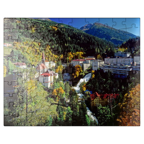 puzzleplate Gastein waterfall in Bad Gastein, Pongau, Salzburger Land, Austria 100 Jigsaw Puzzle