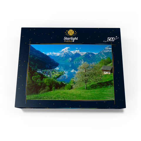 View of the village on the lake against Gitschen and Urirotstock 500 Jigsaw Puzzle box view1