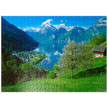 puzzleplate View of the village on the lake against Gitschen and Urirotstock 500 Jigsaw Puzzle