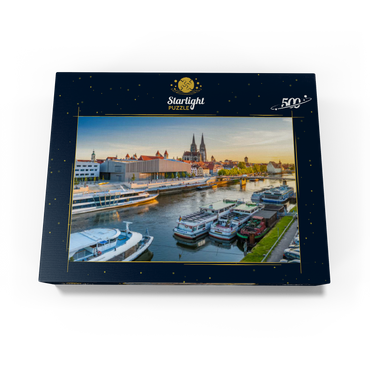 Museum of Bavarian History on the banks of the Danube with Regensburg Cathedral in the evening 500 Jigsaw Puzzle box view1
