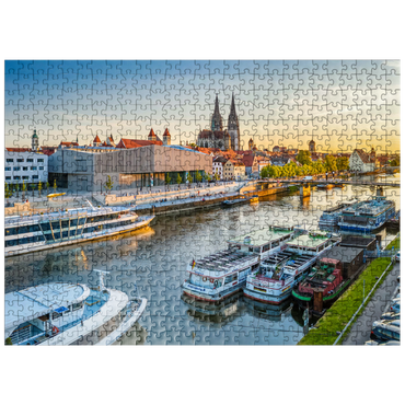 puzzleplate Museum of Bavarian History on the banks of the Danube with Regensburg Cathedral in the evening 500 Jigsaw Puzzle