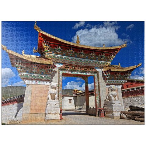 puzzleplate Western entrance gate to Ganden Songtsenling Monastery, Shangri-La City, China 1000 Jigsaw Puzzle