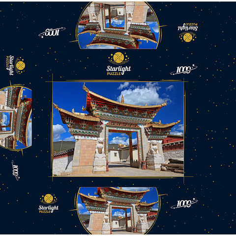 Western entrance gate to Ganden Songtsenling Monastery, Shangri-La City, China 1000 Jigsaw Puzzle box 3D Modell