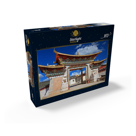 Western entrance gate to Ganden Songtsenling Monastery, Shangri-La City, China 100 Jigsaw Puzzle box view1