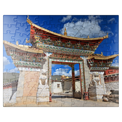 puzzleplate Western entrance gate to Ganden Songtsenling Monastery, Shangri-La City, China 100 Jigsaw Puzzle