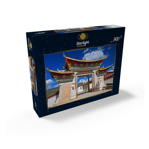 Western entrance gate to Ganden Songtsenling Monastery, Shangri-La City, China 500 Jigsaw Puzzle box view1