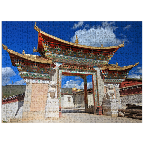 puzzleplate Western entrance gate to Ganden Songtsenling Monastery, Shangri-La City, China 500 Jigsaw Puzzle
