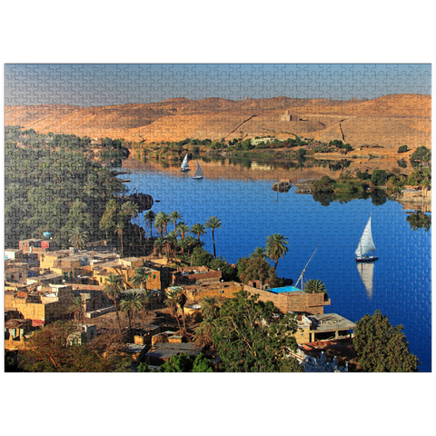 puzzleplate Nubian village on Elephantine Island overlooking the Nile, Aswan, Egypt 1000 Jigsaw Puzzle