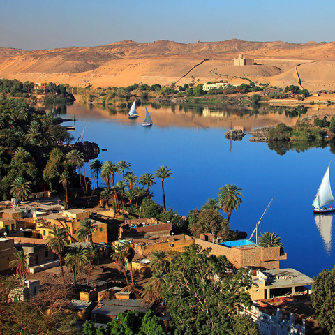 Nubian village on Elephantine Island overlooking the Nile, Aswan, Egypt 1000 Jigsaw Puzzle 3D Modell