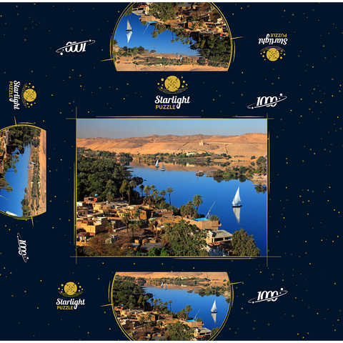 Nubian village on Elephantine Island overlooking the Nile, Aswan, Egypt 1000 Jigsaw Puzzle box 3D Modell