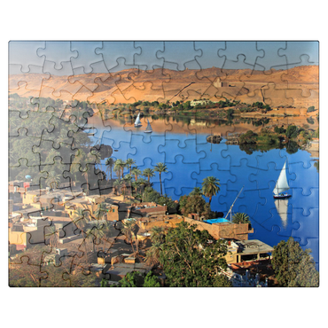 puzzleplate Nubian village on Elephantine Island overlooking the Nile, Aswan, Egypt 100 Jigsaw Puzzle