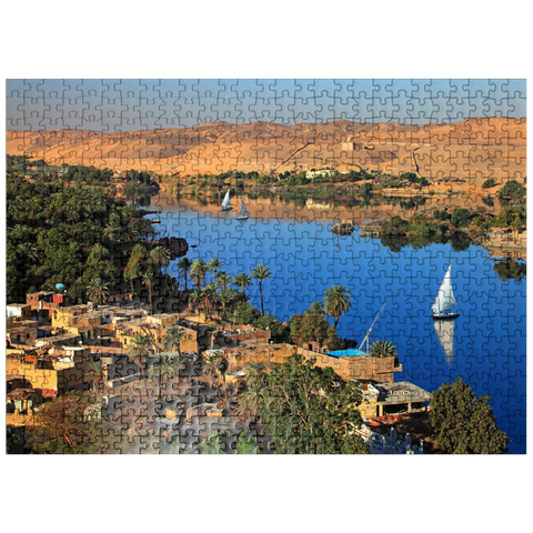 puzzleplate Nubian village on Elephantine Island overlooking the Nile, Aswan, Egypt 500 Jigsaw Puzzle