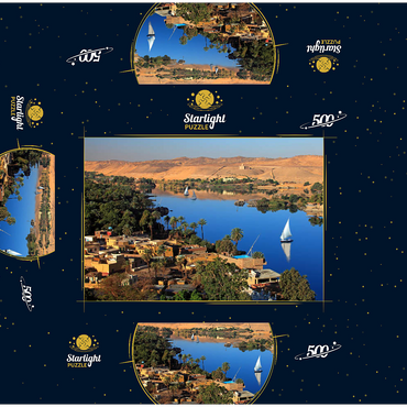 Nubian village on Elephantine Island overlooking the Nile, Aswan, Egypt 500 Jigsaw Puzzle box 3D Modell