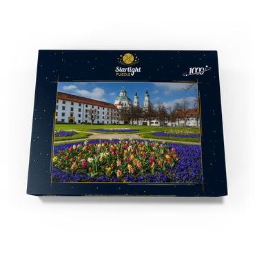 View from the courtyard garden to the baroque basilica St. Lorenz in springtime 1000 Jigsaw Puzzle box view1